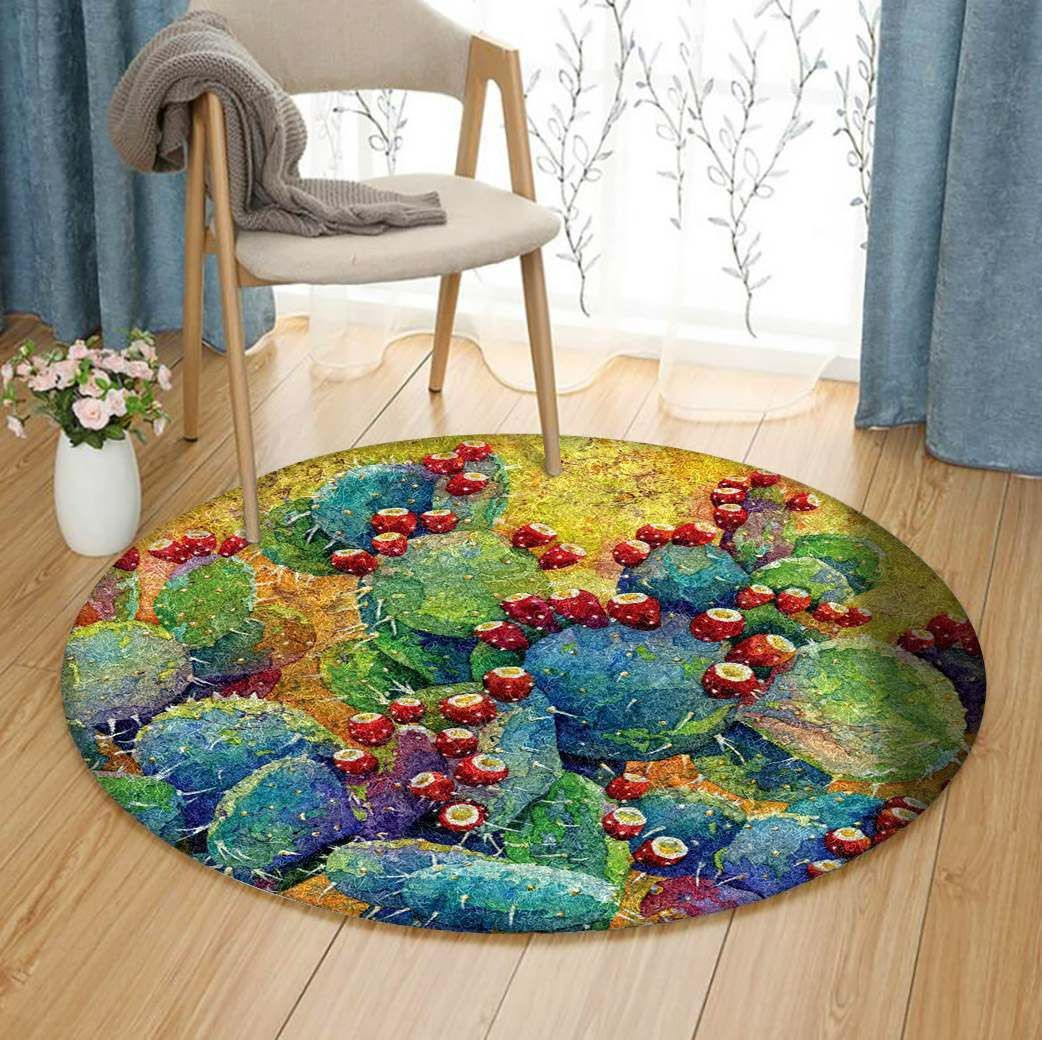 Desert Cactus Round Rug Carpet Bedroom Livingroom Home Decor