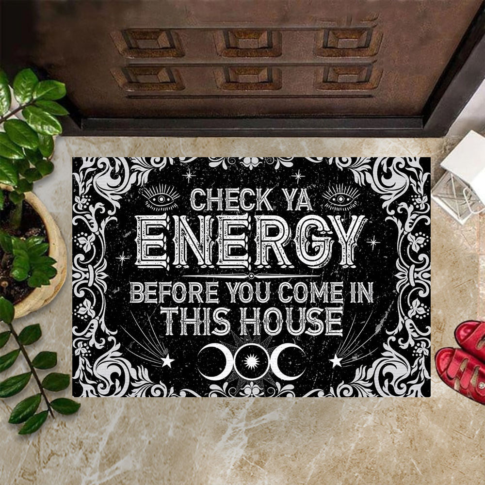 Devid Hippie Check Ya Energy Before You Come In This House Rubber Doormat Funny Welcome Mat Sayings