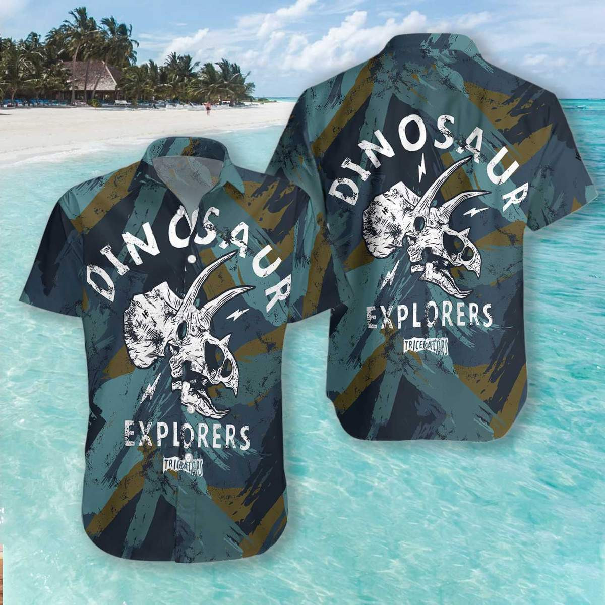 Dinosaur Explores Hawaiian Shirt