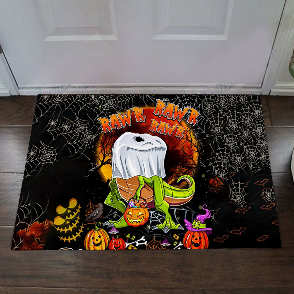 Dinosaur Ghost Happy Halloween Rubber Doormat Funny Welcome Mats Halloween Home Decor