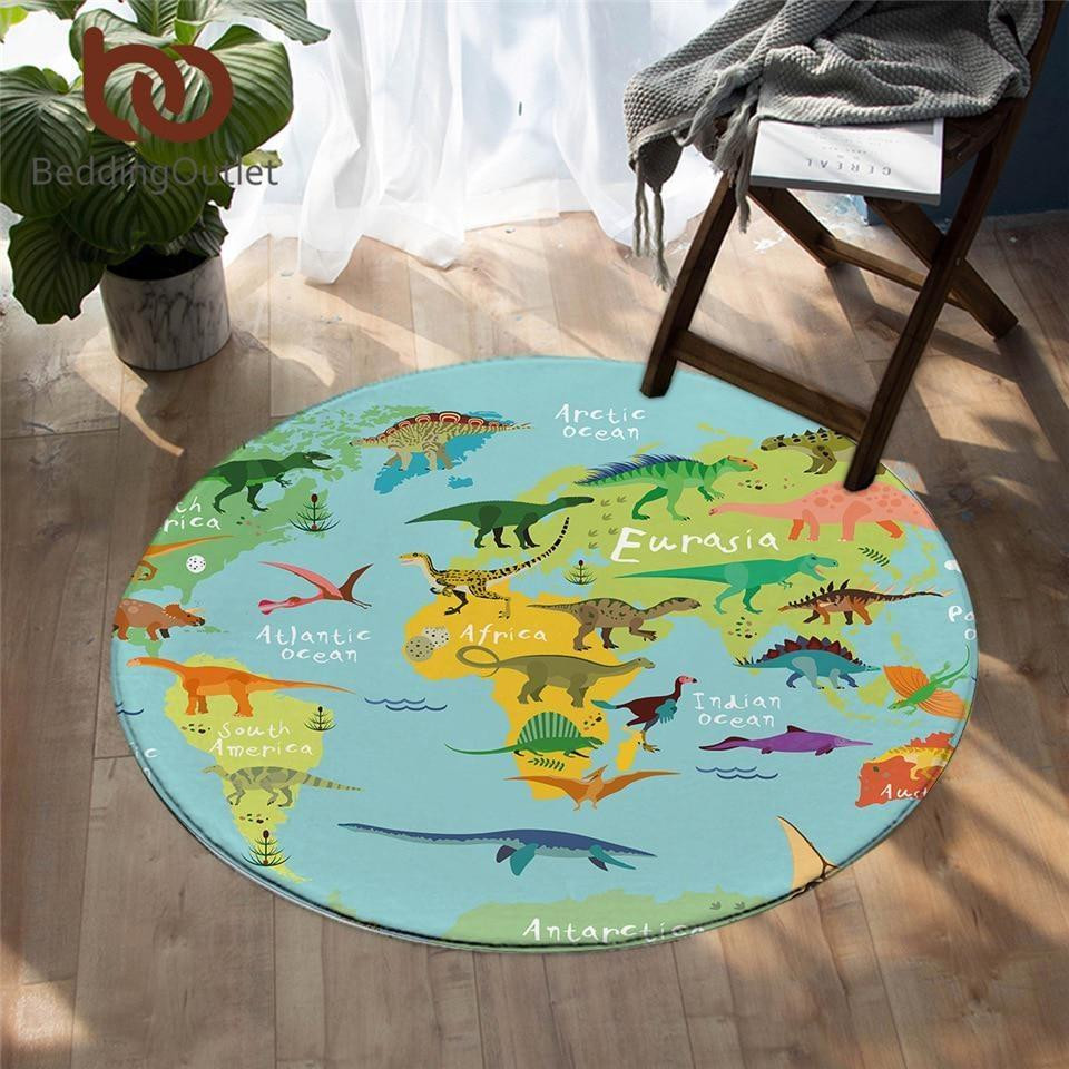 Dinosaur Map Limited Edition Round Rug Carpet Bedroom Livingroom Home Decor