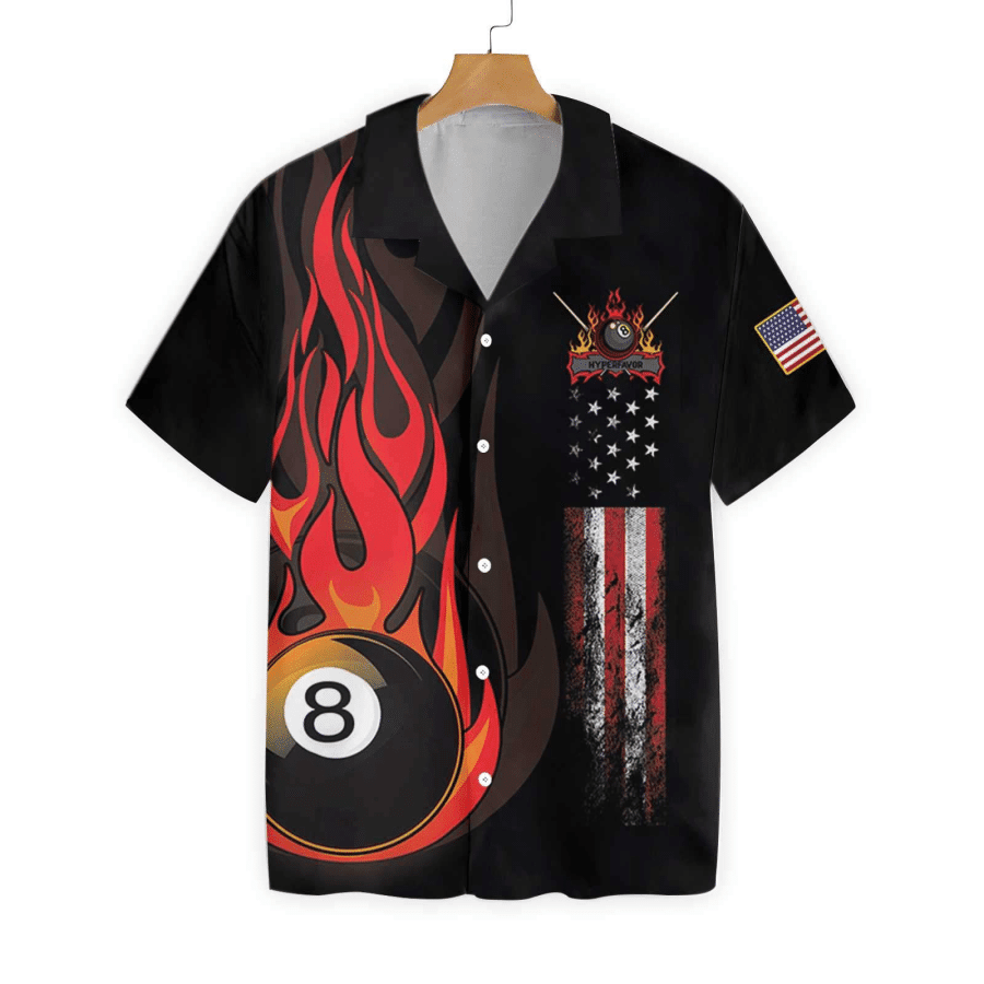 Dinosaur Poolasaurus Flame Skull Billiards Hawaiian Shirt