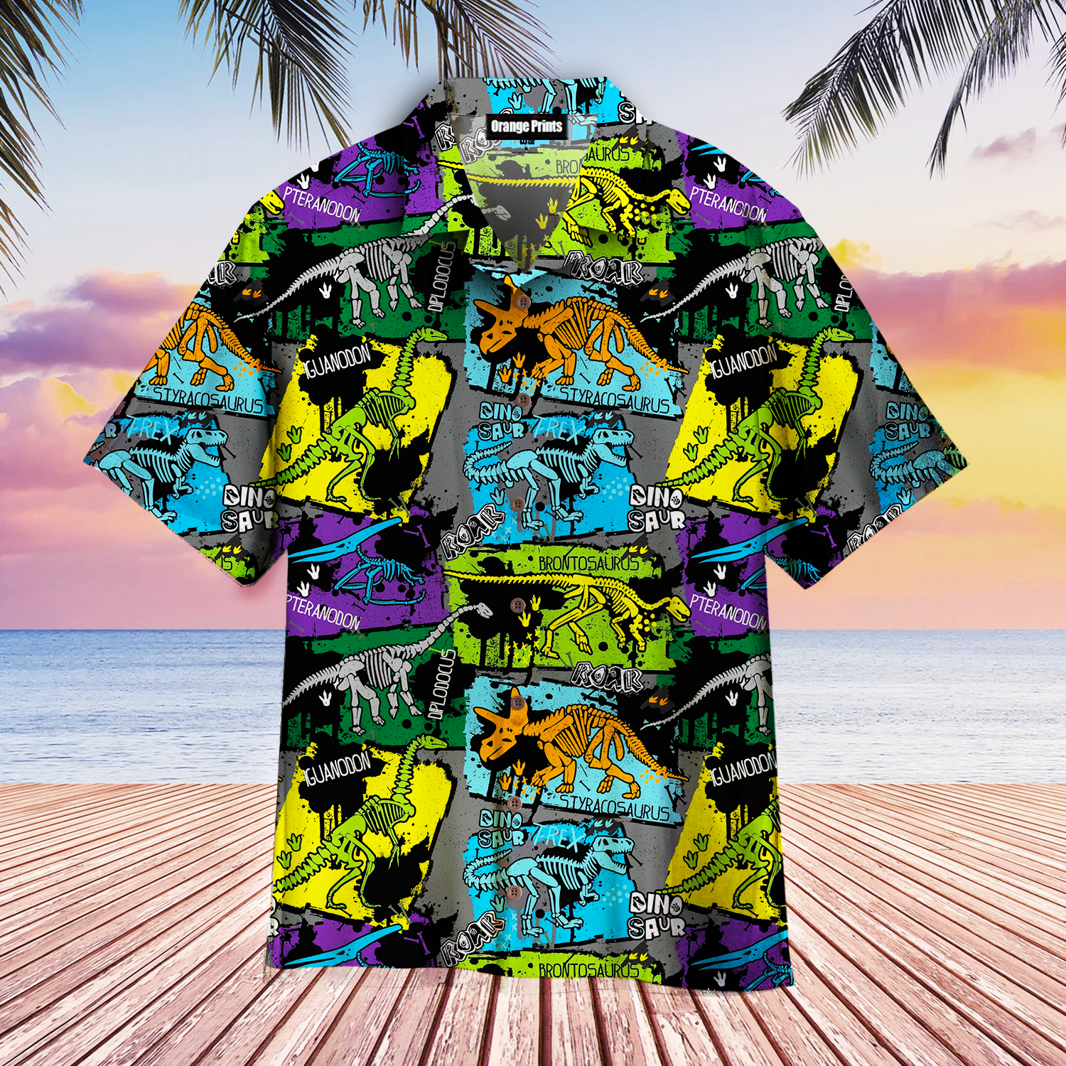 Dinosaur Skeleton Hawaiian Shirt