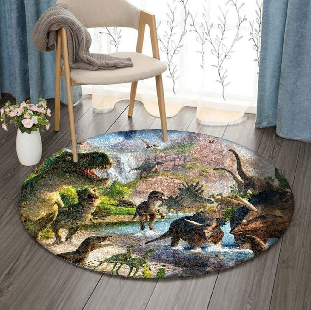 Dinosaur World Round Rug Carpet Bedroom Livingroom Home Decor
