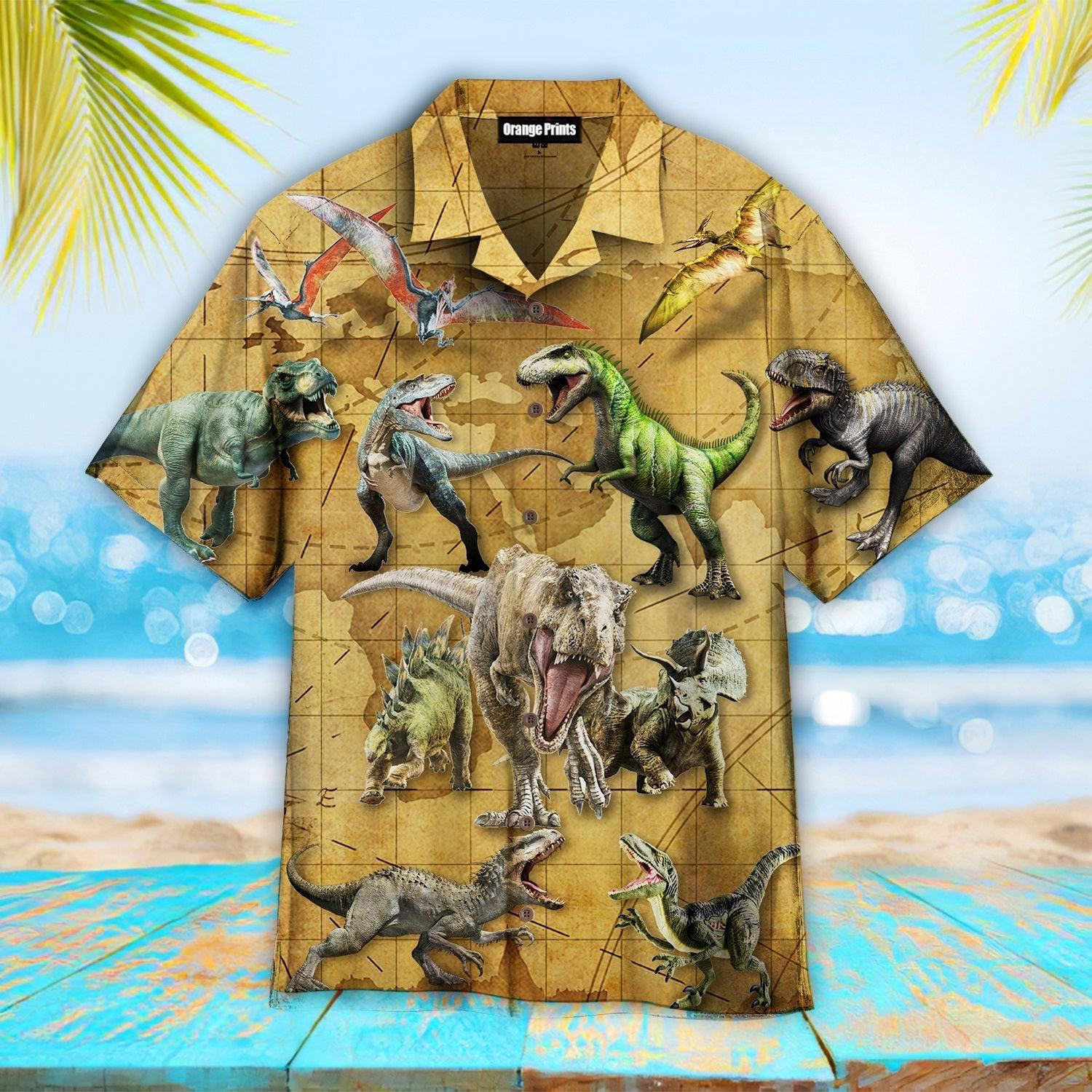 Dinosaurs Map Lover Hawaiian Shirt