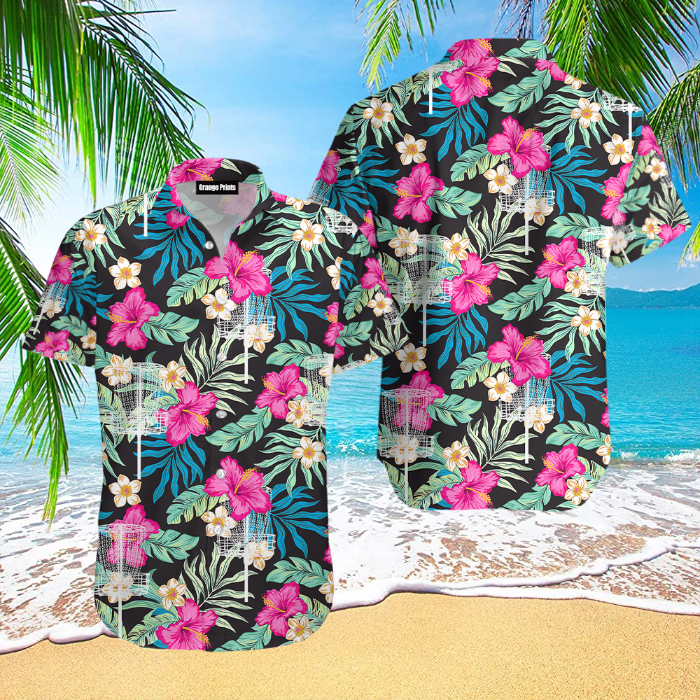 Disc Golf Hibiscus Hawaiian Shirt