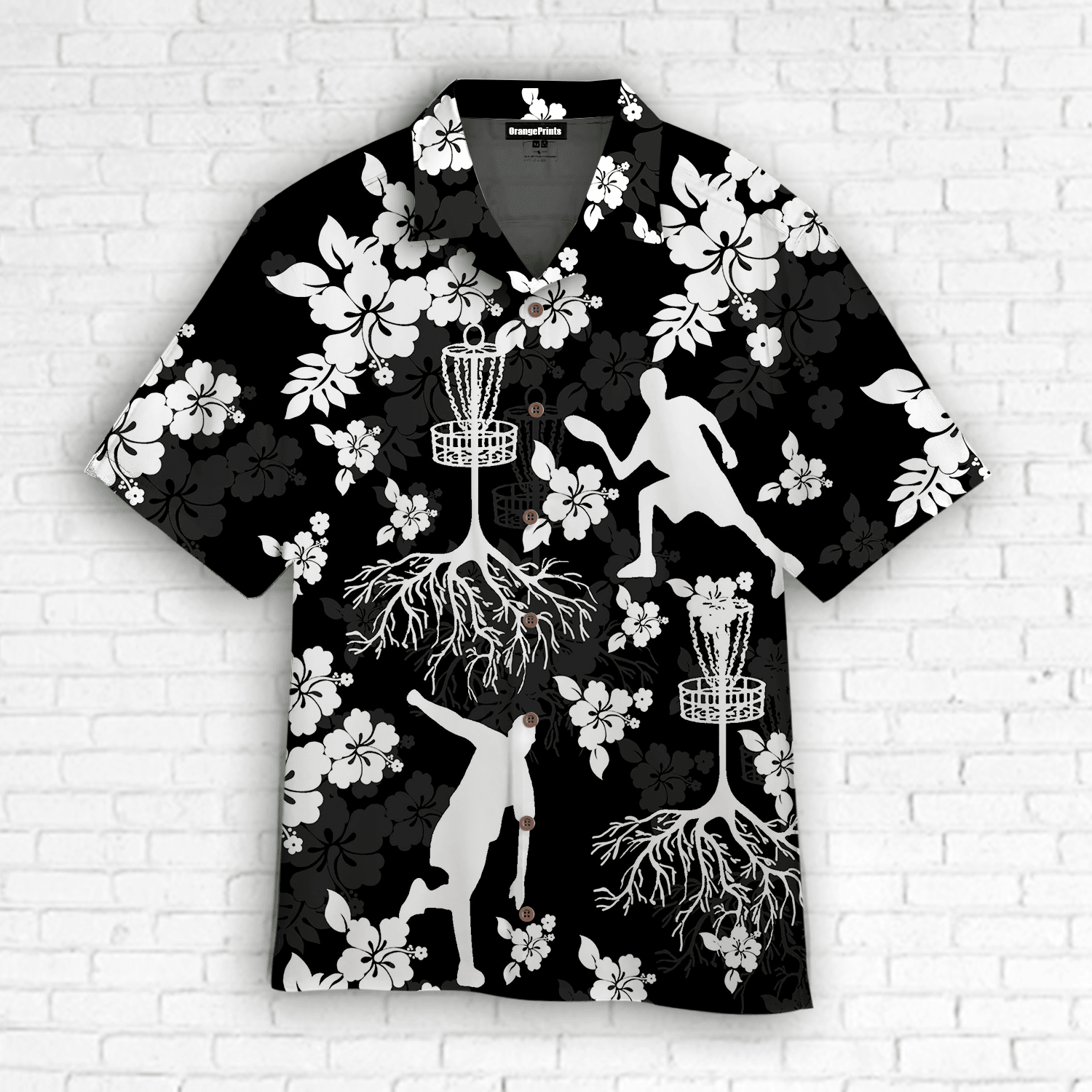 Disc Golf Tree Hibiscus Black Hibiscus Hawaiian Shirt