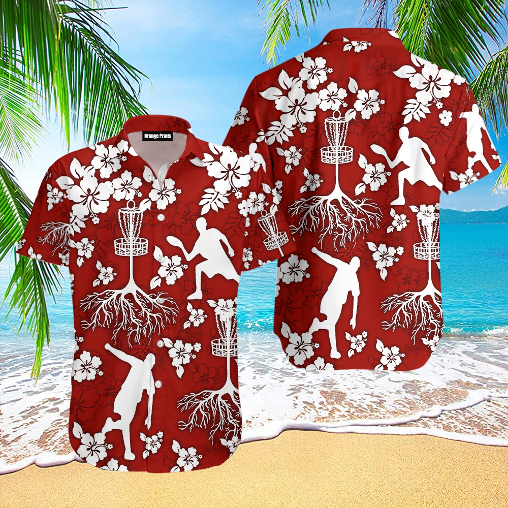 Disc Golf Tree Hibiscus Hawaiian Shirt