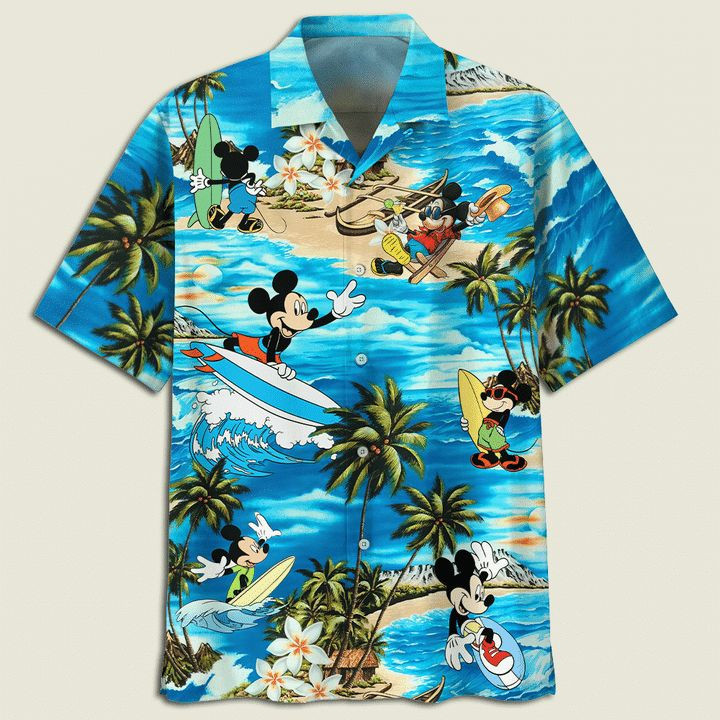 Disney Mickey Mouse In The Beach Print Hawaiian Shirt