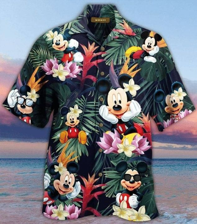 Disney Mickey Mouse Tropical Print Hawaiian Shirt