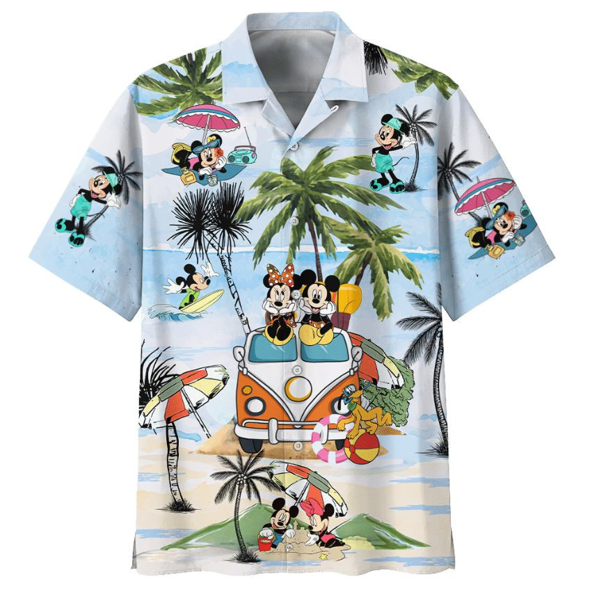 Disney Summer Mickey Mouse And Minnie Mouse Hawaiian Shirt