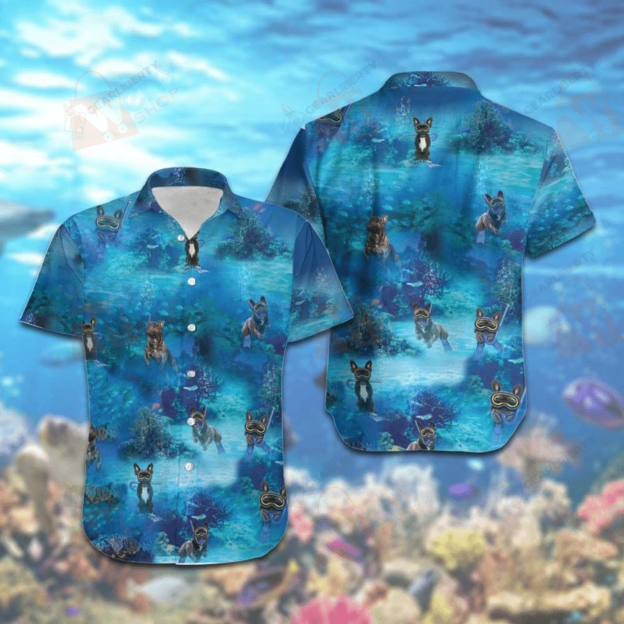 Diving French Bulldog Hawaiian Shirt