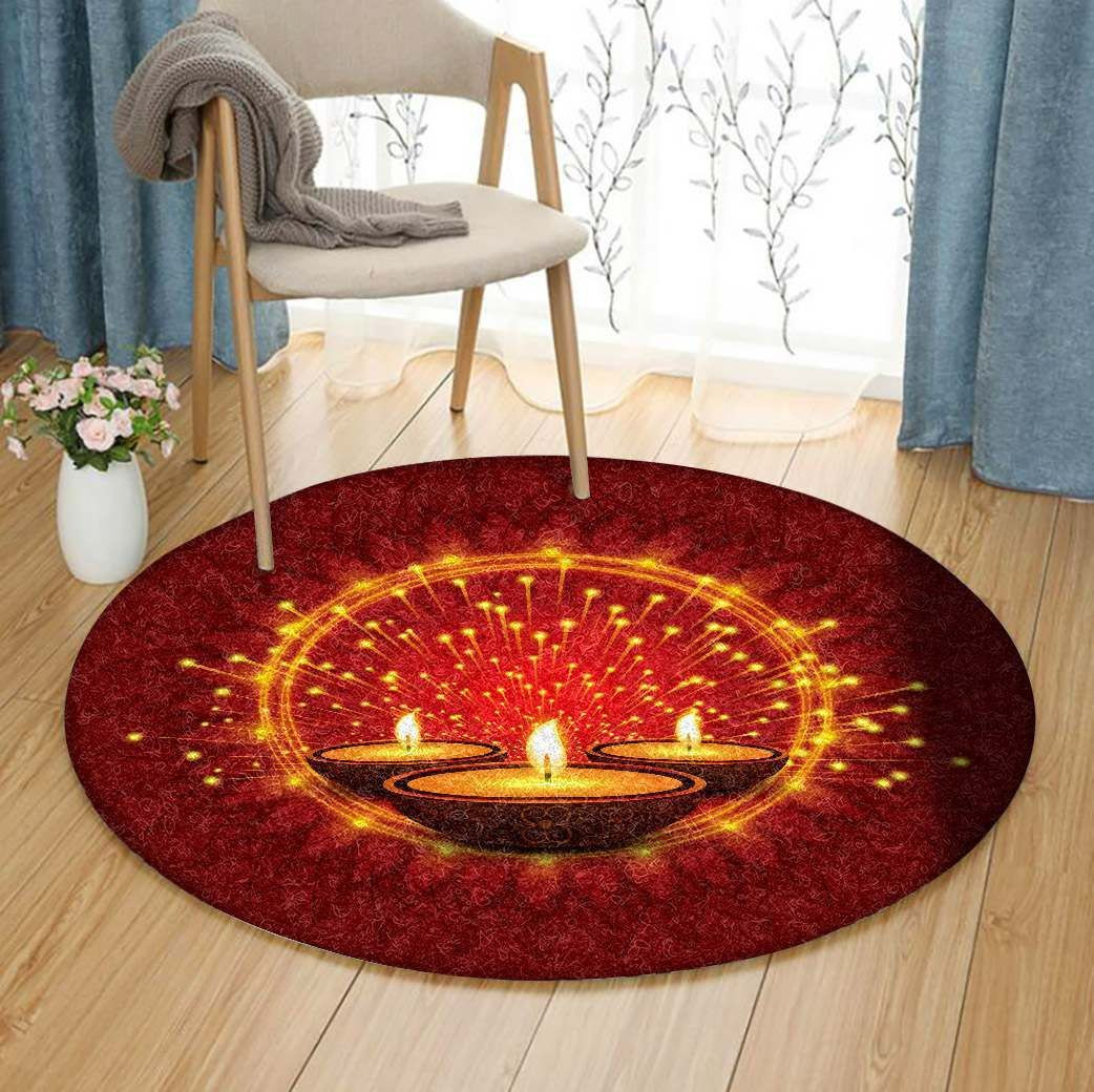 Diwali Round Rug Carpet Bedroom Livingroom Home Decor