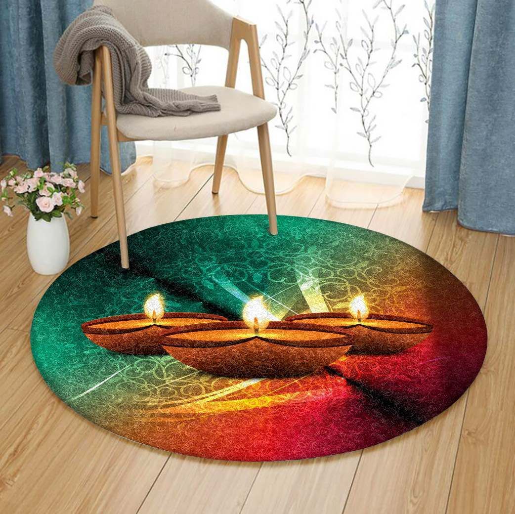 Diwali Round Rug Carpet Bedroom Livingroom Home Decor