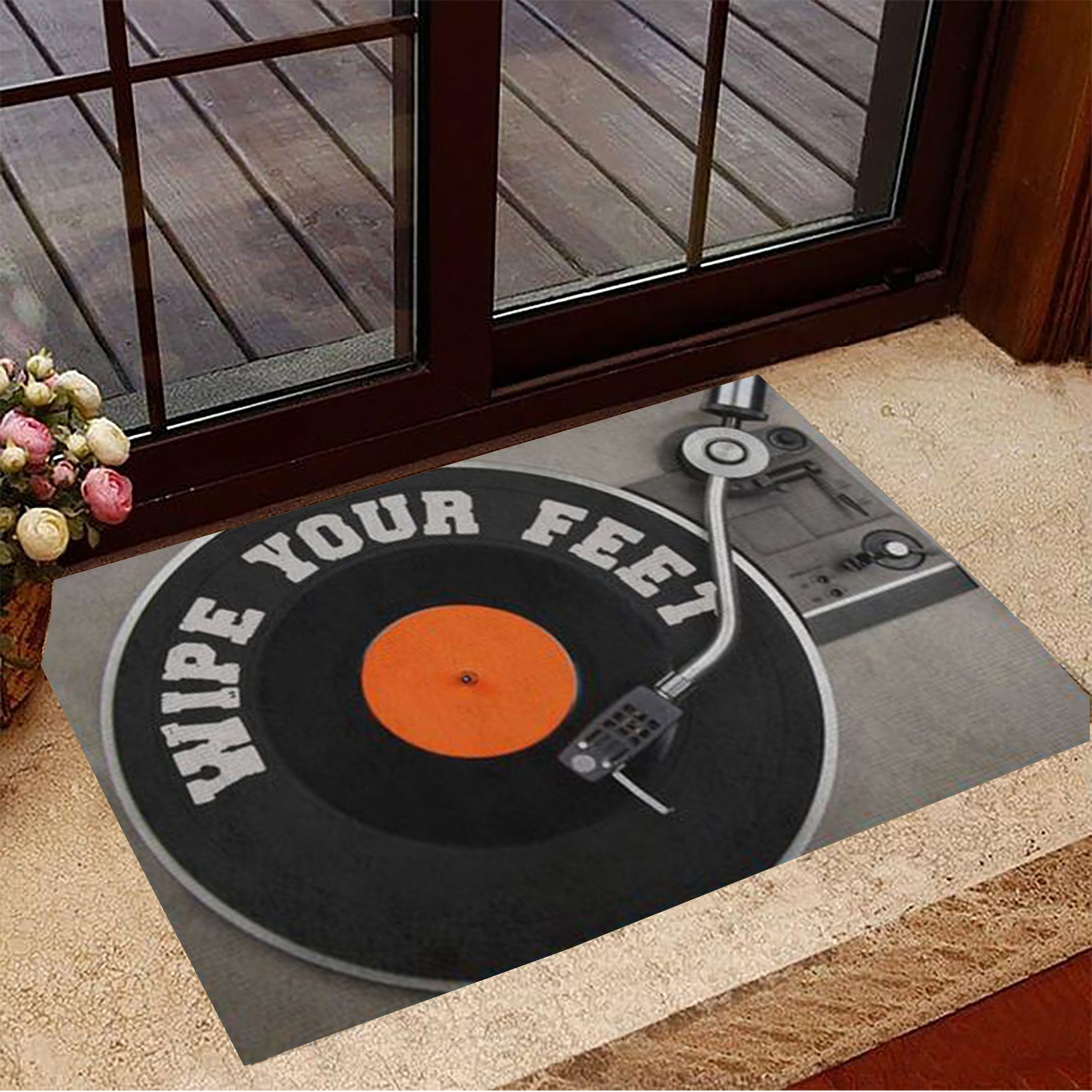 DJ Wipe Your Feet Rubber Doormat Modern Welcome Mat Gifts For New House