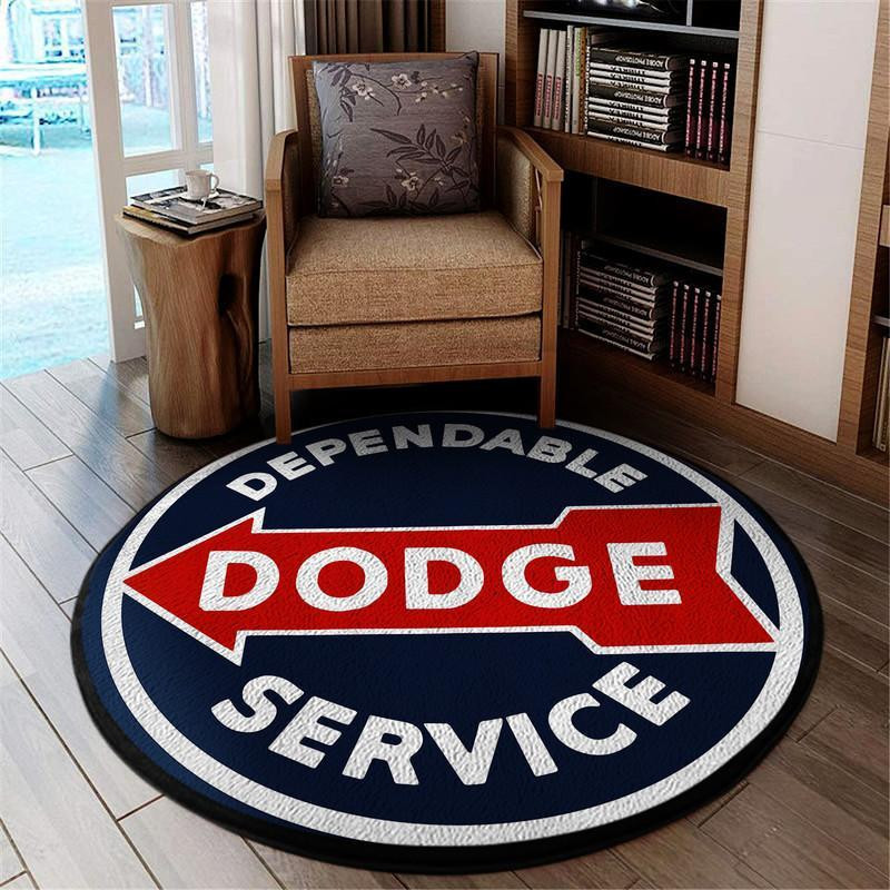 Dodge - Dependable Service Round Mat Round Rug Carpet Bedroom Livingroom Home Decor