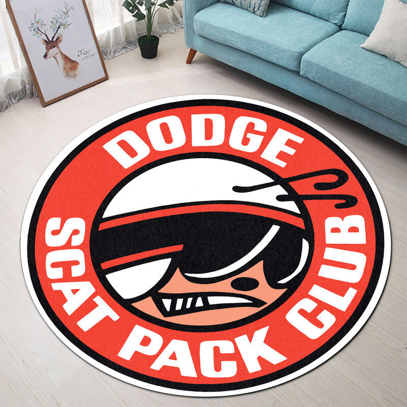 Dodge Scat Pack Vintage Drag Racing Hot Rod Round Rug Carpet Bedroom Livingroom Home Decor