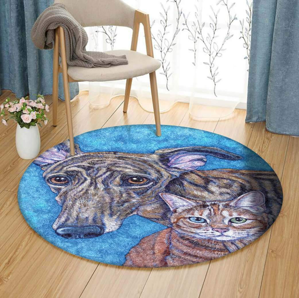 Dog And Cat Limited Edition Round Rug Carpet Bedroom Livingroom Home Decor