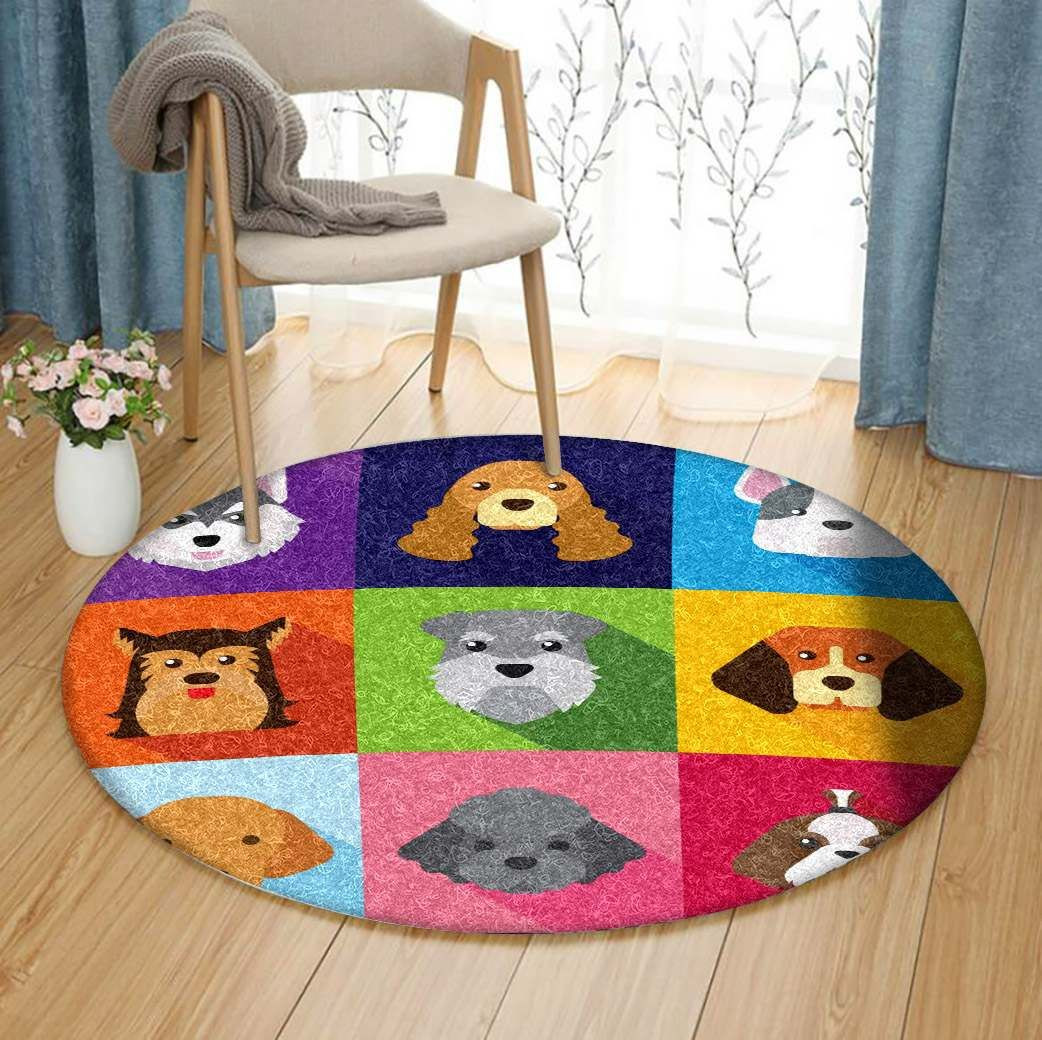 Dog Round Rug Carpet Bedroom Livingroom Home Decor