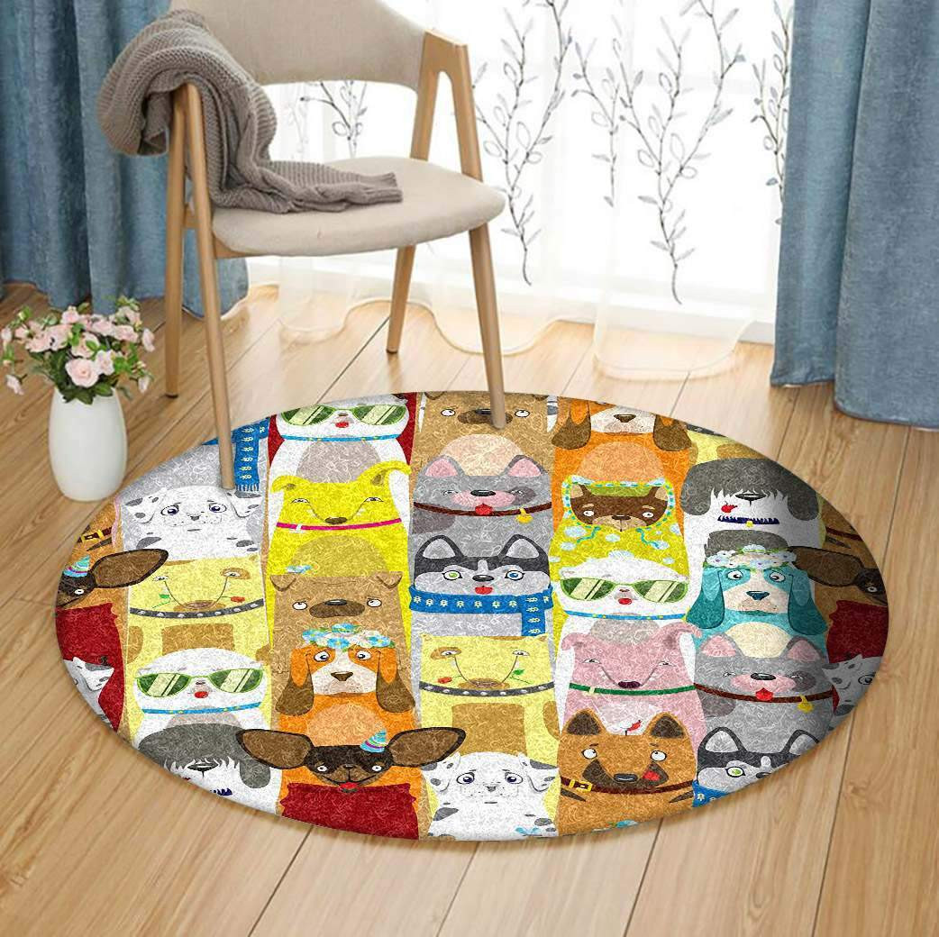 Dogs Limited Edition Round Rug Carpet Bedroom Livingroom Home Decor