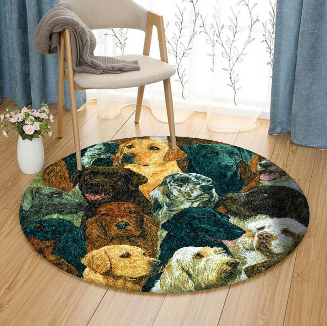 Dogs Round Rug Carpet Bedroom Livingroom Home Decor