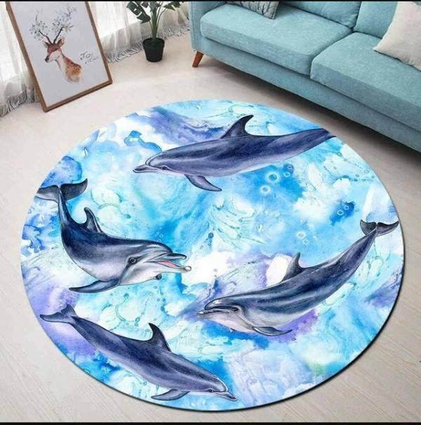 Dolphin Limited Edition Round Rug Carpet Bedroom Livingroom Home Decor
