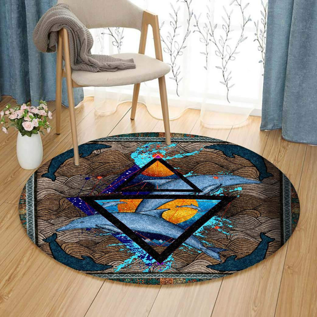 Dolphin Limited Edition Round Rug Carpet Bedroom Livingroom Home Decor