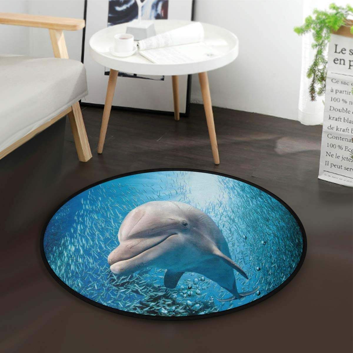 Dolphin Limited Edition Round Rug Carpet Bedroom Livingroom Home Decor