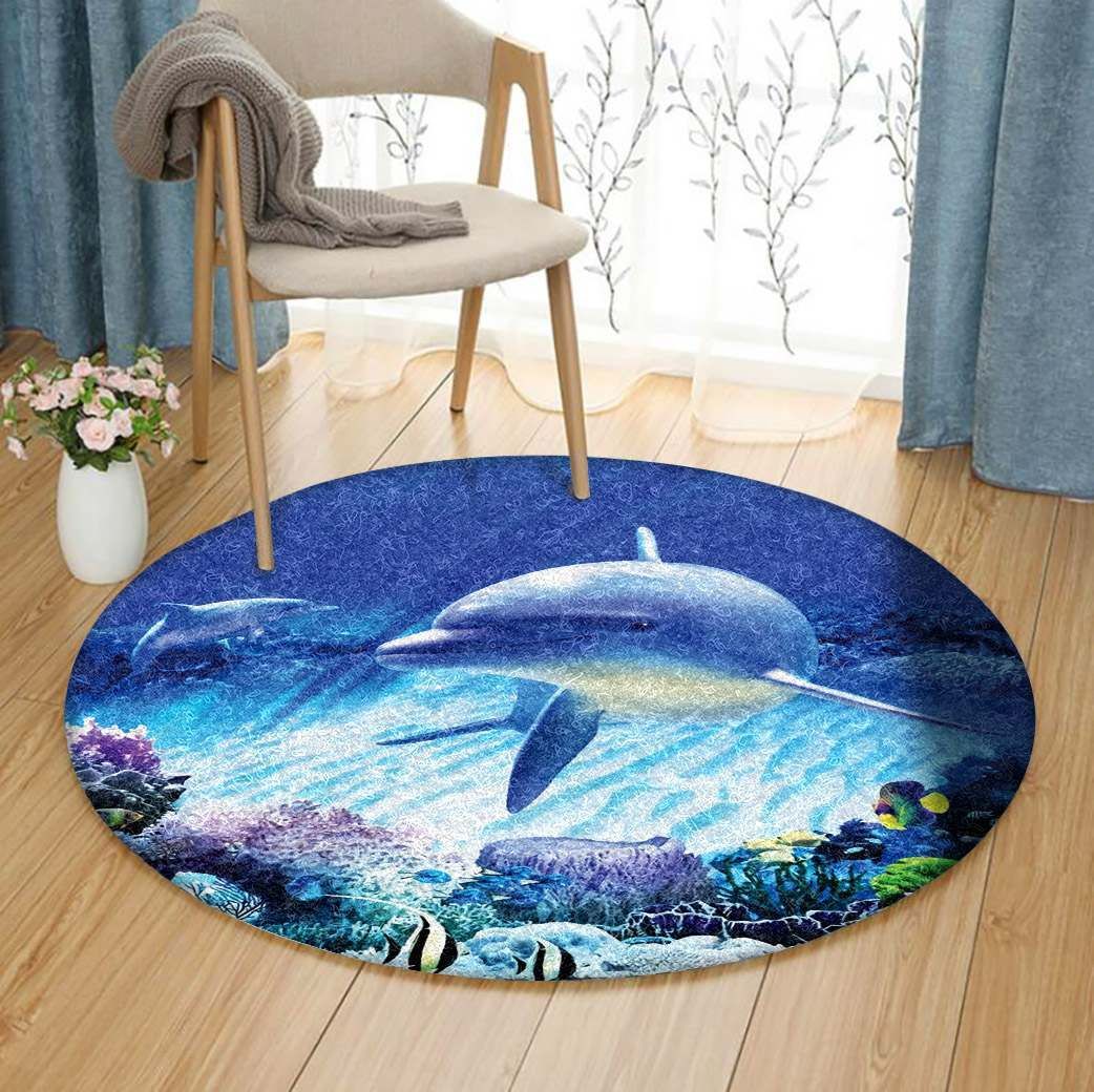 Dolphin Round Rug Carpet Bedroom Livingroom Home Decor