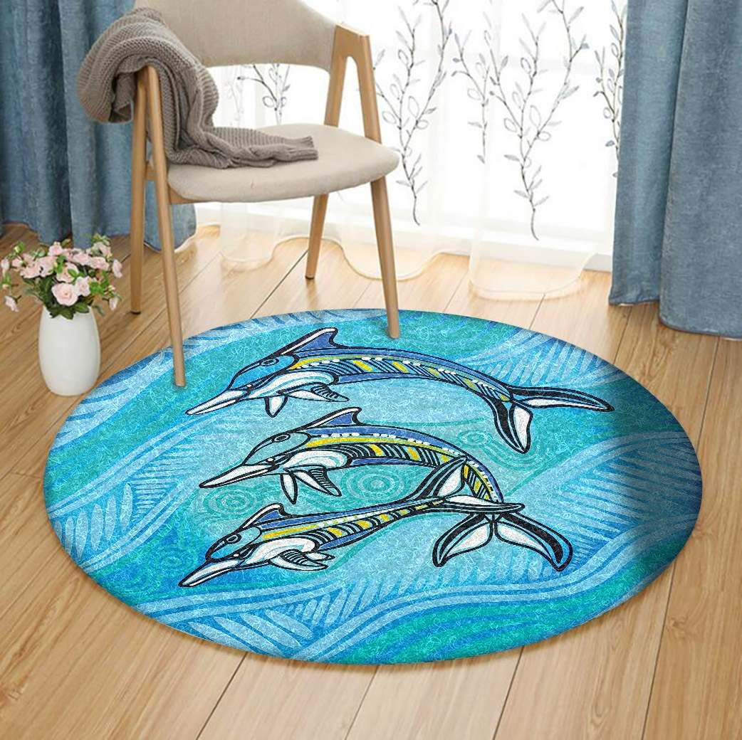 Dolphin Round Rug Carpet Bedroom Livingroom Home Decor