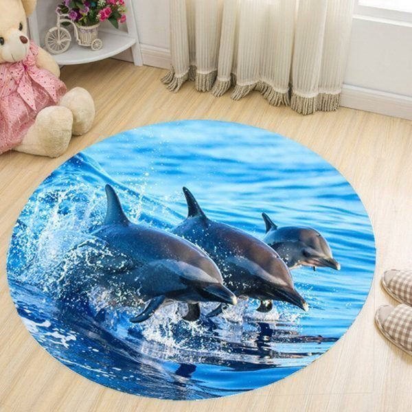 Dolphin Round Rug Carpet Bedroom Livingroom Home Decor