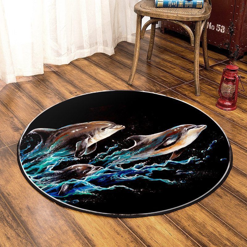 Dolphin Round Rug Carpet Bedroom Livingroom Home Decor