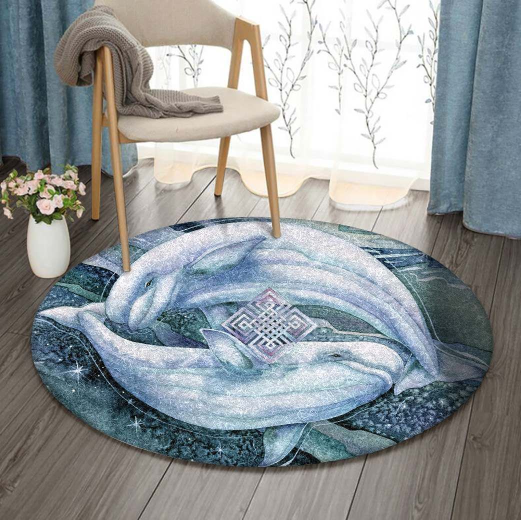 Dolphin Round Rug Carpet Bedroom Livingroom Home Decor