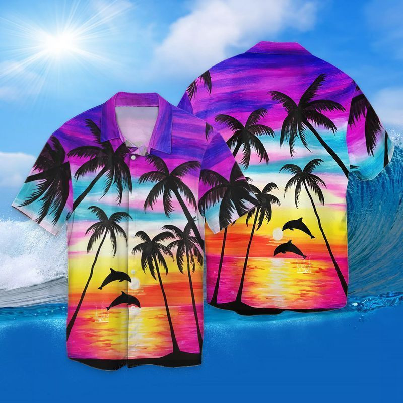 Dolphin Sunset Hawaiian Shirt