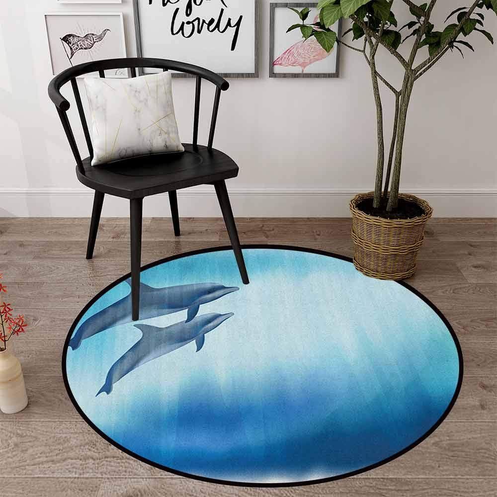 Dolphins Couple Round Rug Carpet Bedroom Livingroom Home Decor