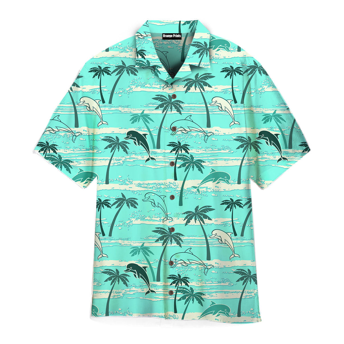 Dolphins Palm Trees Summer Hawaiian Shirt