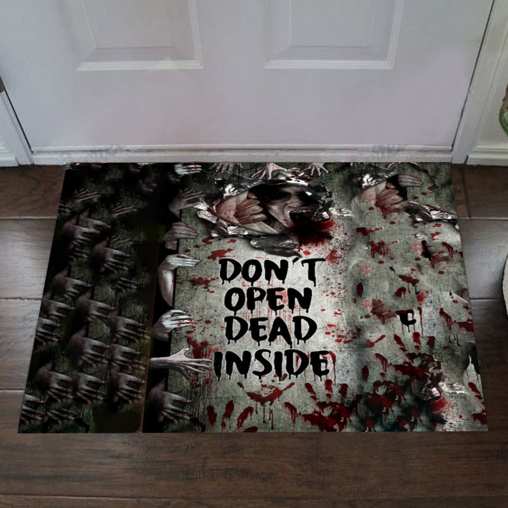 Don't Open Dead Inside Halloween Rubber Doormat Creepy Horror Halloween Welcome Mats