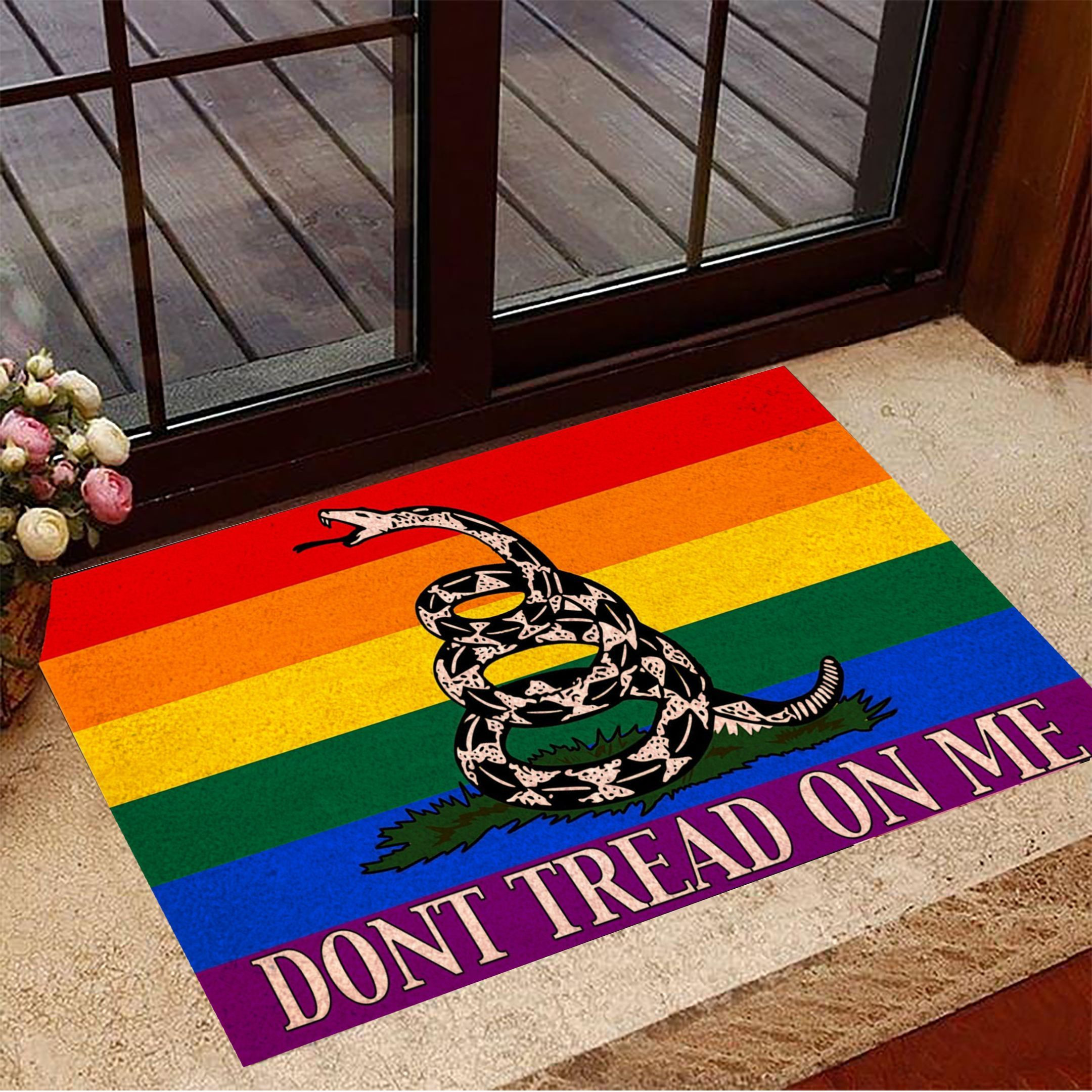 Don't Tread On Me Rubber Doormat LGBTQ Flag Rubber Doormat Gifts For Gay Best Friend