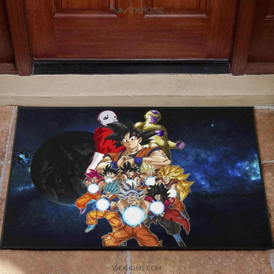 Dragon Ball Anime DB Goku All Forms Vs Golden Frieza And Jiren Rubber Doormat Home Decor