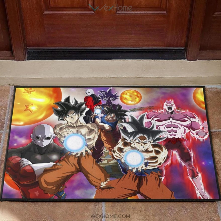 Dragon Ball Anime DB Goku Vs Jiren Fighting For Balls Rubber Doormat Home Decor