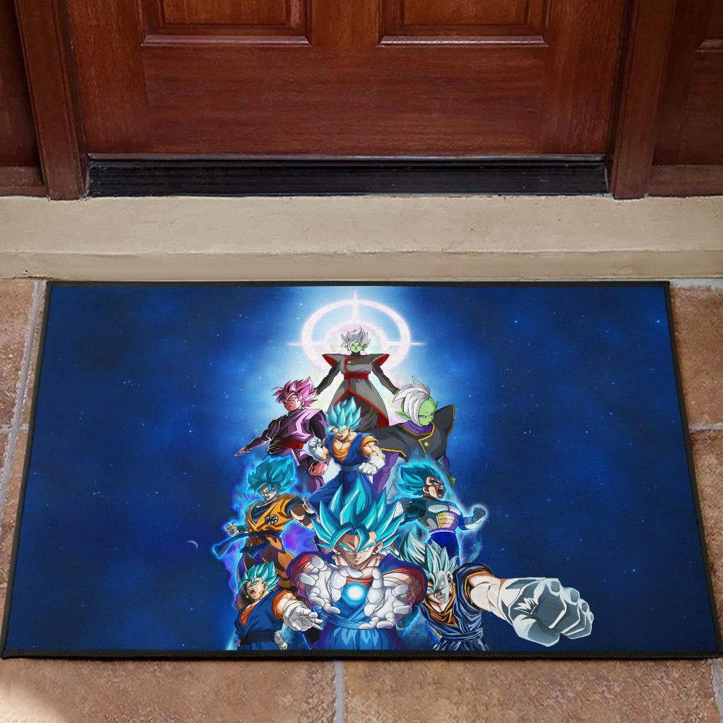 Dragon Ball Anime DB Goku Vs Villains Blue Sky Theme Rubber Doormat Home Decor