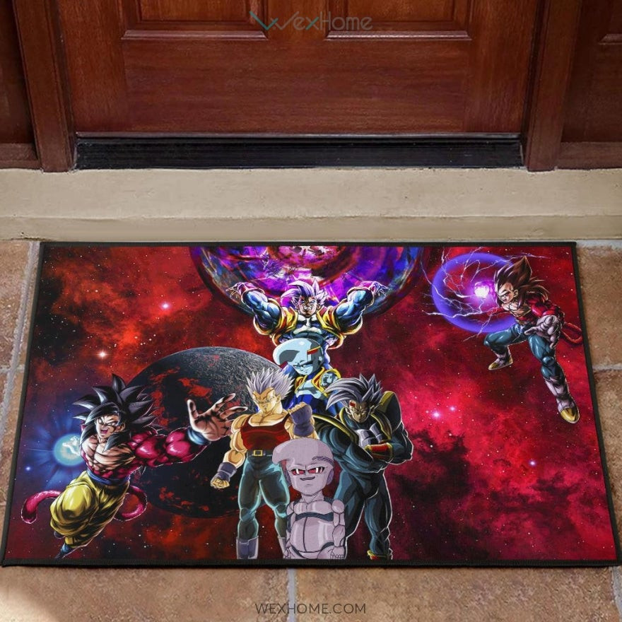 Dragon Ball Anime DB Super Saiyan Goku Vs Villains Red Galaxy Rubber Doormat Home Decor