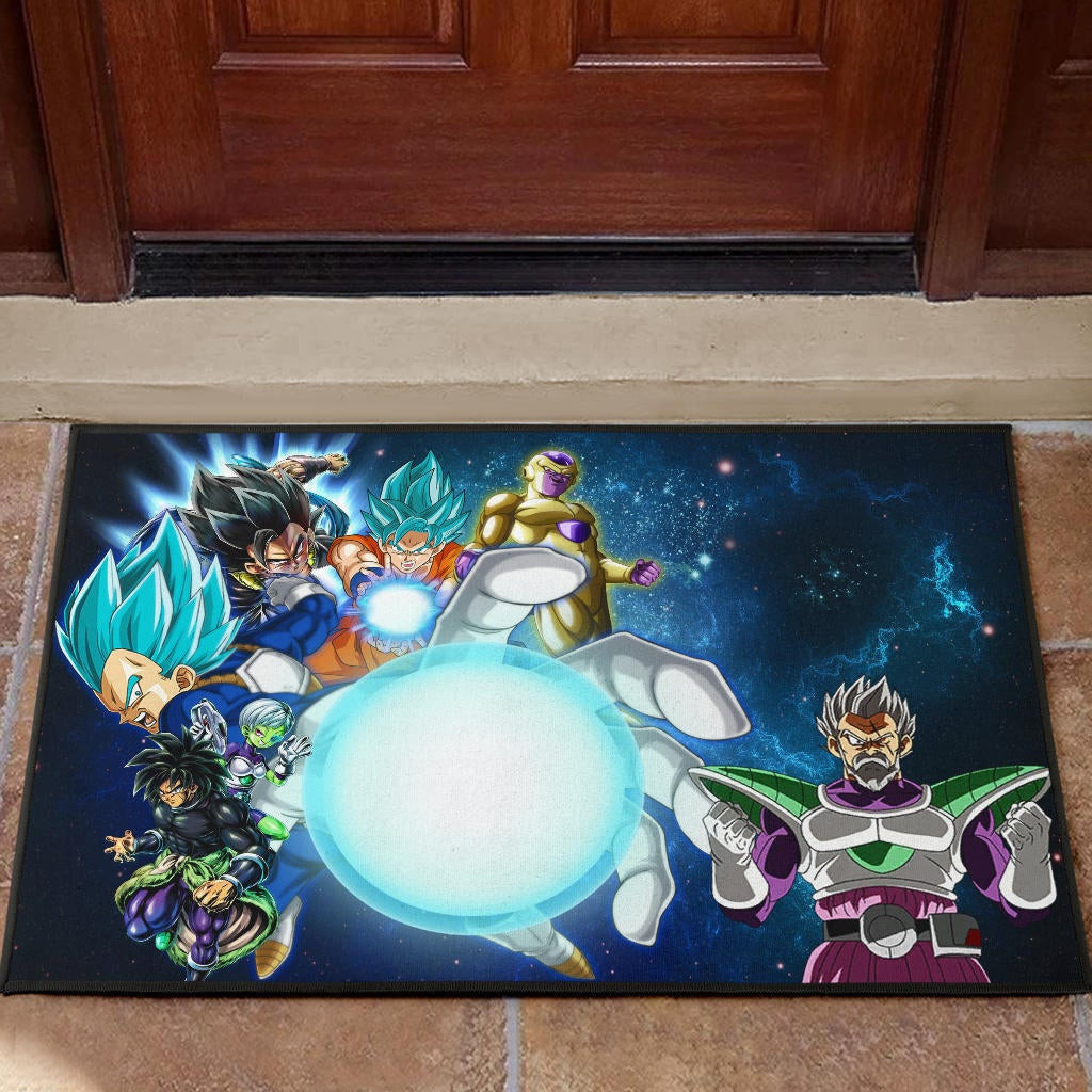 Dragon Ball Anime Rubber Doormat | DB Characters Vegeta Goku Power Kamehameha Blue Galaxy Rubber Doormat Home Decor