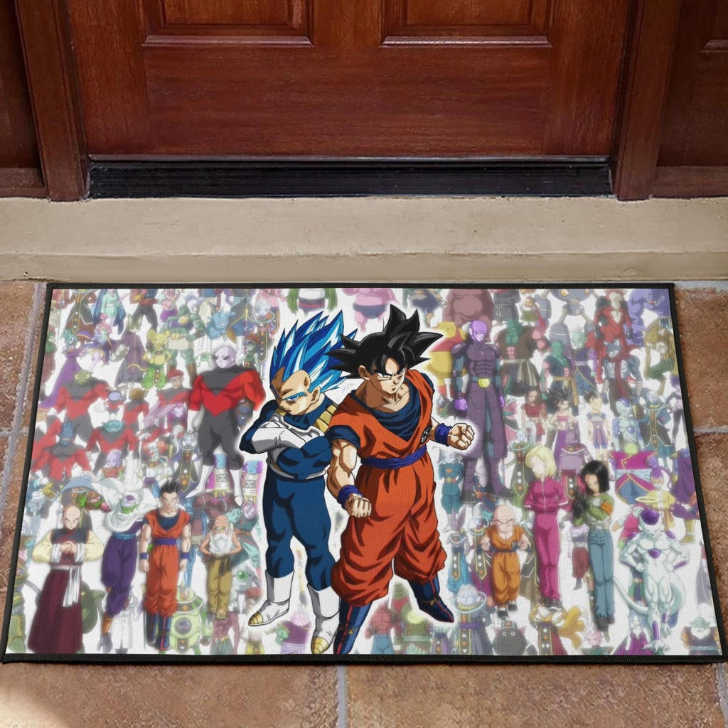 Dragon Ball Anime Rubber Doormat | DB Goku Vegeta All Characters Background Rubber Doormat Home Decor