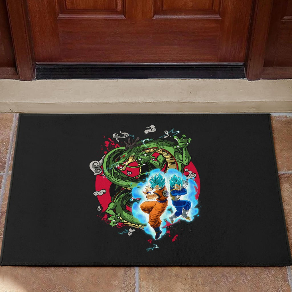 Dragon Ball Anime Rubber Doormat - DB Goku Vegeta Blue Power Vapor With Shernon Dragon Rubber Doormat Home Decor