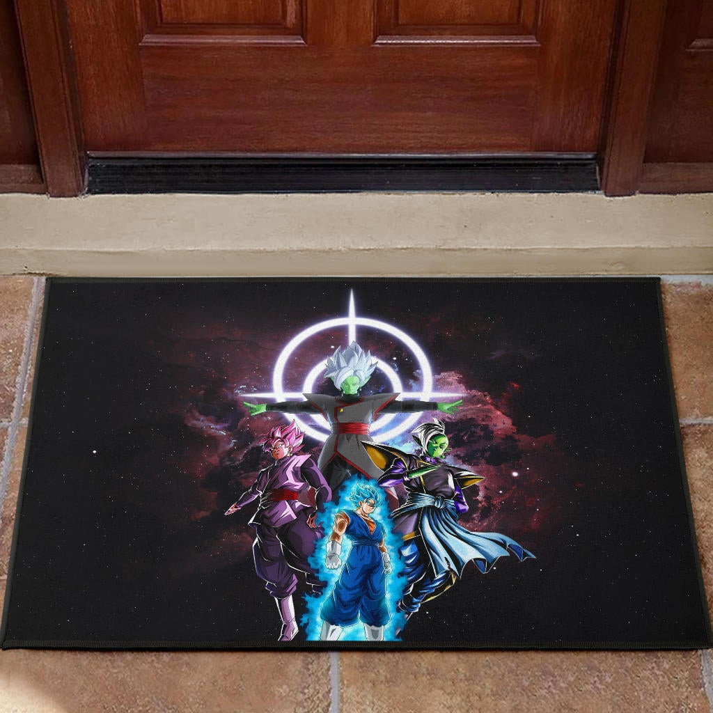 Dragon Ball Anime Rubber Doormat - DB Goku Vs Villains Black Goku Fusao Zamasu Rubber Doormat Home Decor
