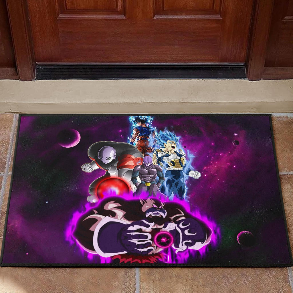 Dragon Ball Anime Rubber Doormat | DB Super Universe Villains Power Purple Galaxy Rubber Doormat Home Decor