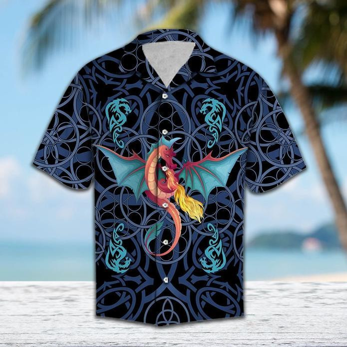 Dragon Blue Mandala Hawaiian Shirt