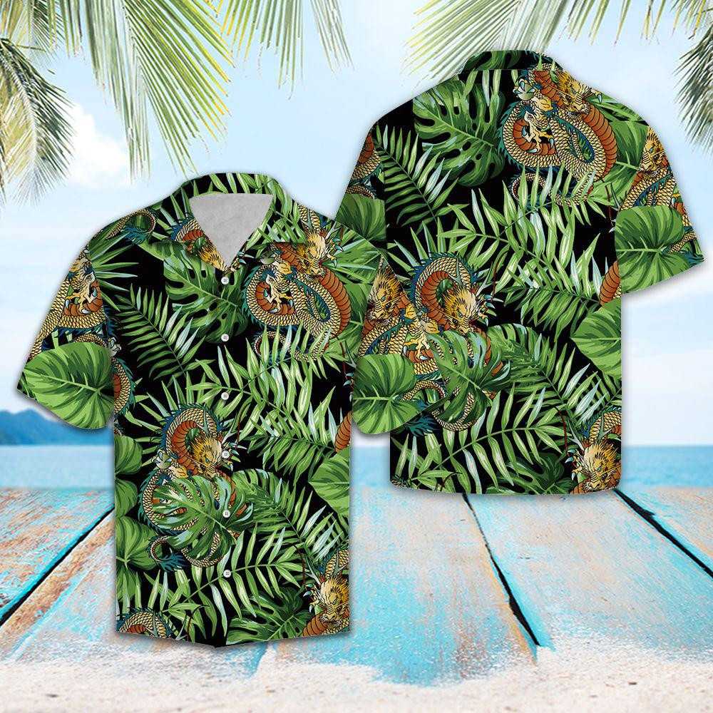 Dragon Green Tropical Hawaiian Shirt