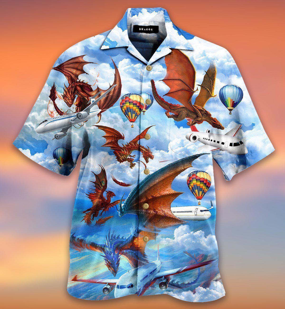Dragon Hunting Airplane Hawaiian Shirt